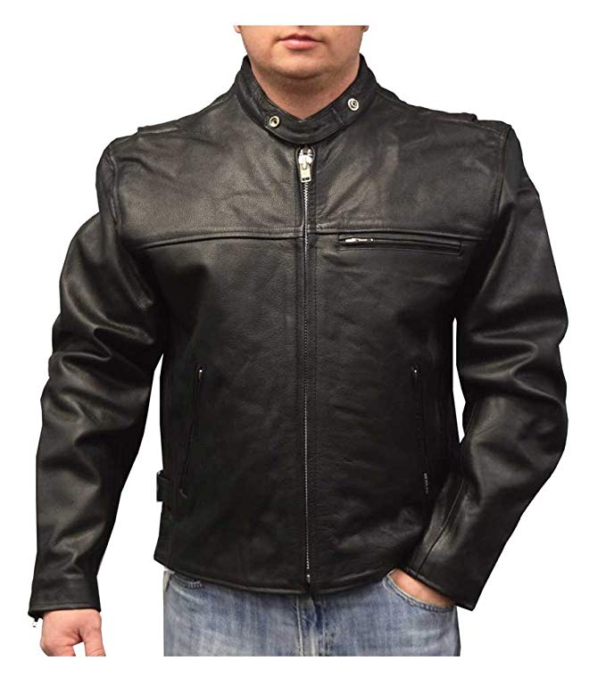 Redline Men's Lightweight Zip Out Liner Cowhide Leather Jacket, Black M-300