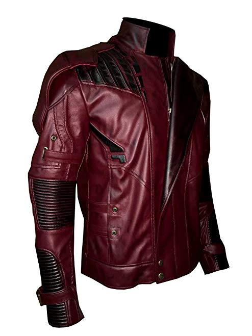 Men's Guardians of The Galaxy Vol. 2 Star Lord Chris Pratt Real Leather Jacket (M, Maroon)