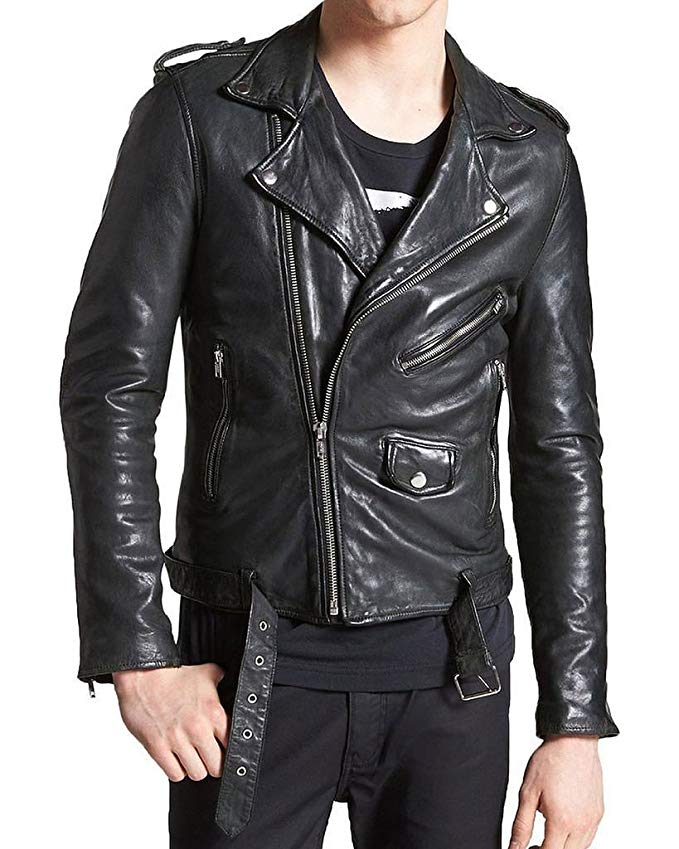 Pristine Leather Men's Bomber Rider Biker Slim Fit Casual Real Leather Jacket