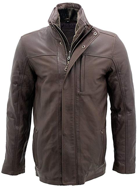 Men’s Classic Warm Brown Leather Biker Jacket