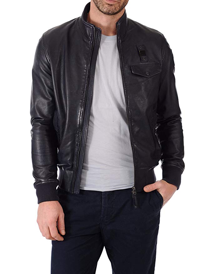 Mens Leather Jacket Bomber Motorcycle Biker Real Lambskin Leather Jacket for Mens Collection-02