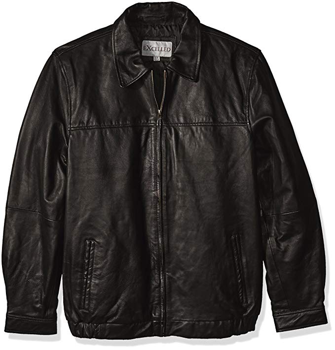 Excelled Men's Big Tall Shirt Collar Leather Jacket