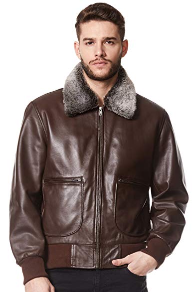 AIR FORCE' Men's BROWN BLACK Collar Aviator BOMBER Real Nappa Leather Jacket
