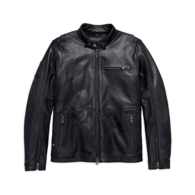 Harley-Davidson Official Men's #1 Skull Slim Fit Leather Jacket, Black (Large)