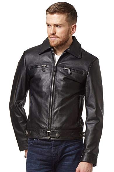New German Luftwaffe Men's Black Cow Hide Classic Biker Style Fitted Real Leather Jacket 5074