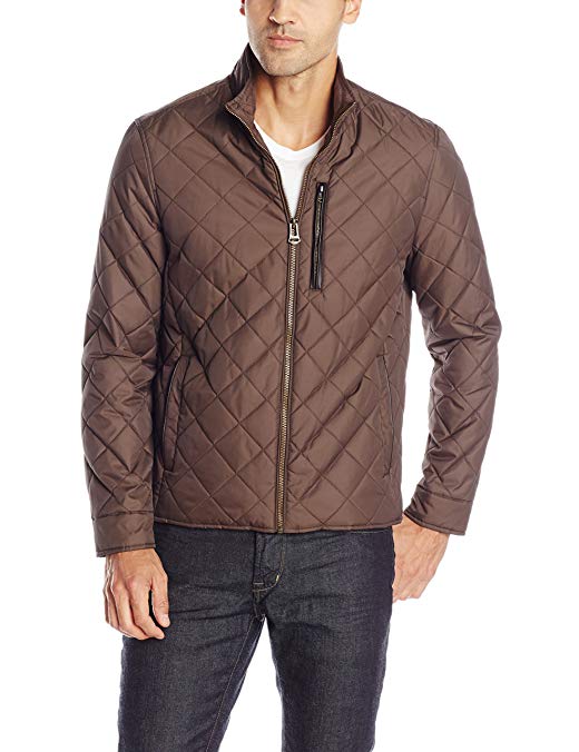 Cole Haan Men's Quilted Jacket with Leather Details