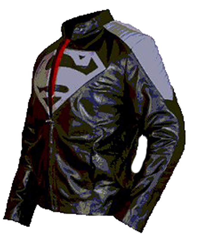 PRLWRS Superman Man Of Steel Black & Grey Leather Jacket