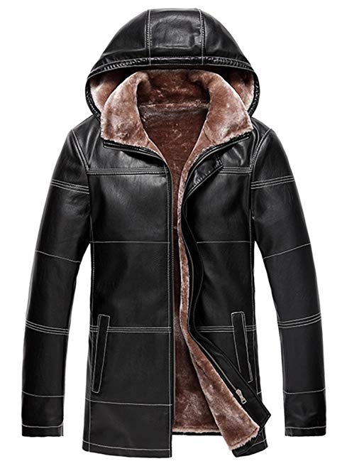 Winter noble men's fashion plus thick velvet fur leather jacket
