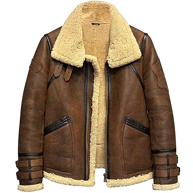 Men's Shearling Jacket B3 Flight Jacket Fur Leather Jacket Imported ...