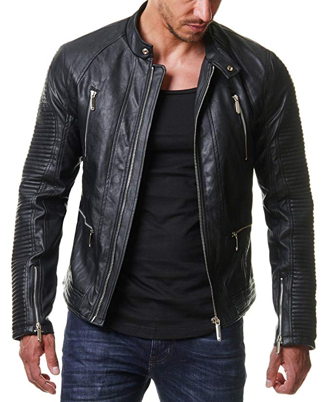 Leather Lifestyle Lambskin Real Leather Jacket Men's Slim Fit Biker ...