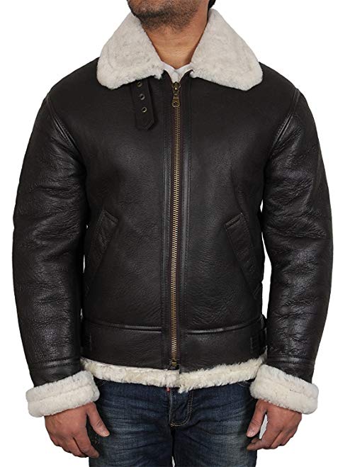 Mens Aviator Real Shearling Sheepskin Leather Bomber Flying Jacket Review